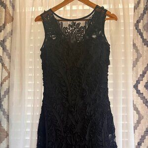 One of a Kind- JS Collection Black Formal SZ 6 Rosettes Sleeveless